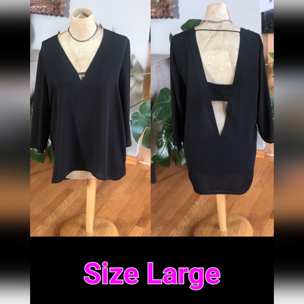 Express Double V Open Back Sexy Blouse